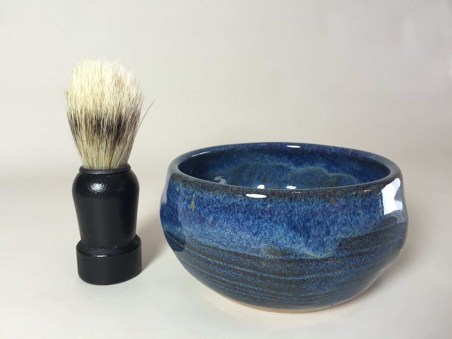 Handmade Blue Pottery Shaving Bowl