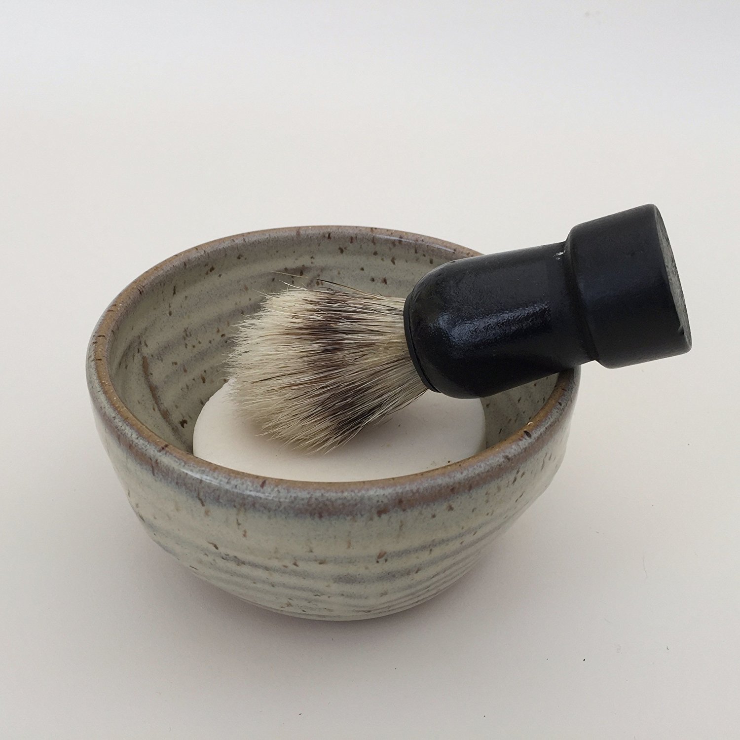 Handmade Pottery Shaving Bowl in Natural Color for Men