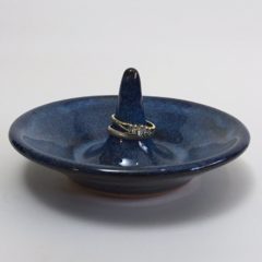 Handmade Pottery Ring Holder for Jewelry in Blue