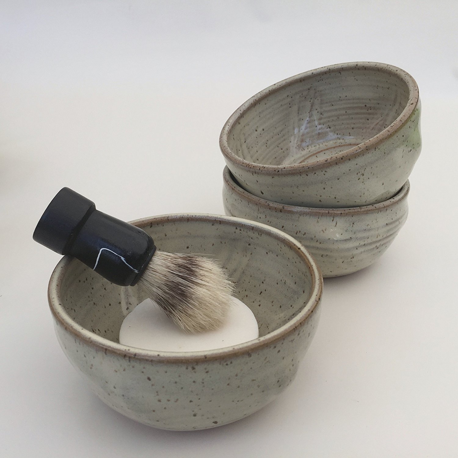 Large White Pottery Shaving Bowl – Handmade