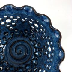 Blue Berry Bowl with Attached Saucer