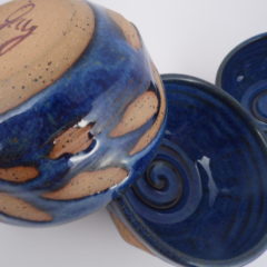 Blue Shaving Bowl with Wax Resist Design