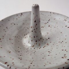 Handmade Pottery Jewelry Ring Holder in Speckled White