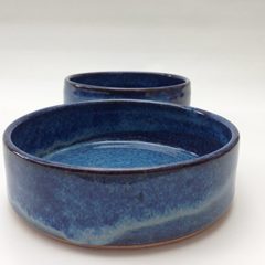 Blue Dog or Cat Food Bowl – Handmade Pottery Pet Dish